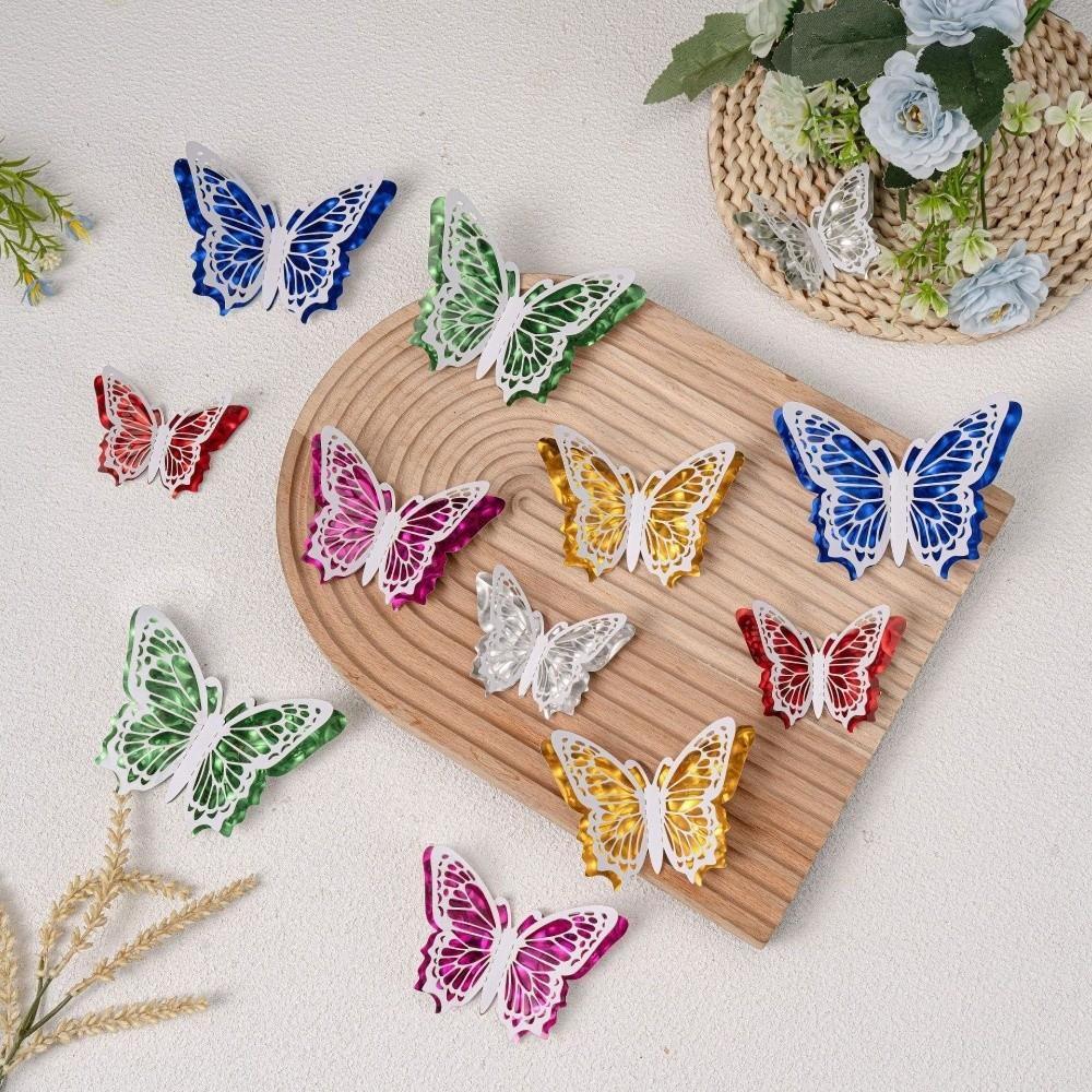12 Pcs Hollow 3D Butterfly Wall Stickers Glitter Wings Wall Decals Bedroom Decorations