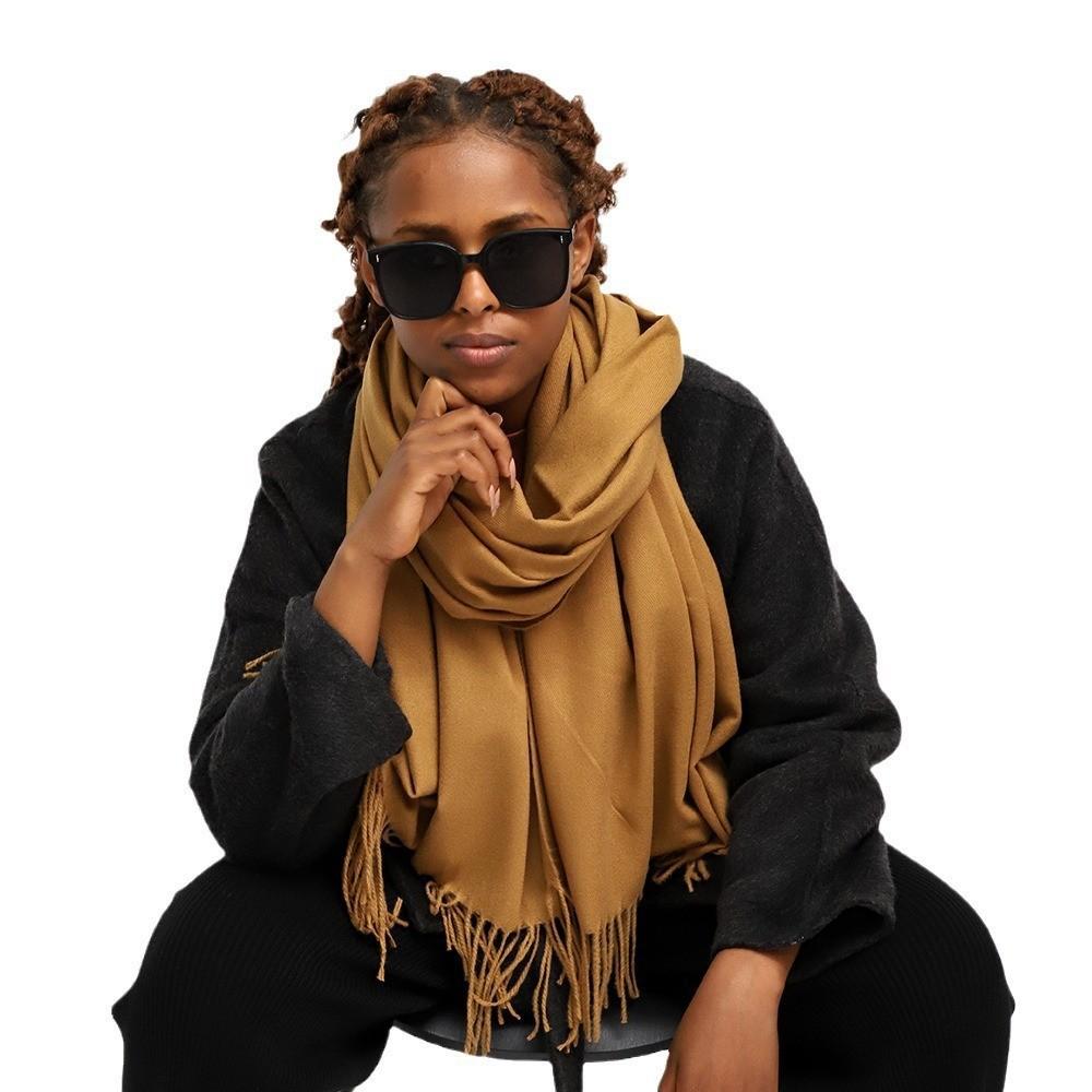 Multi-color warm scarf long shawl wholesale solid color scarf women's winter new European and American imitation cashmere scarf
