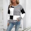 New Personalized and Trendy Loose Square Color-blocking Long-sleeved Sweater for Women In Autumn and Winter