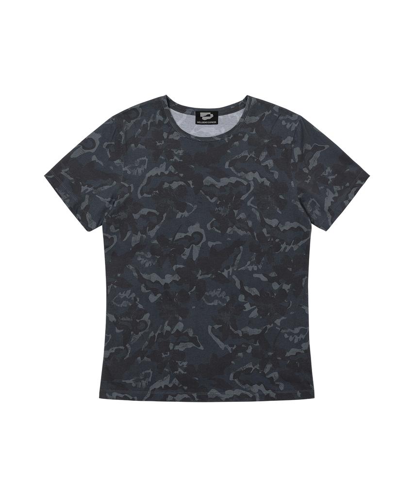 WELLBEING EXPRESS Flower Camouflage Half Sleeve Charcoal