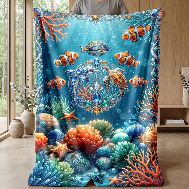 Underwater Fantasy World 2 Theme blanket Lightweight Warm Flannel Blanket Decorative Throw Blanket for Home Decoration