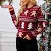 GMXIA Gingerbread Man Jacquard Long-sleeved Sweater Pullover Casual Top Christmas Sweater