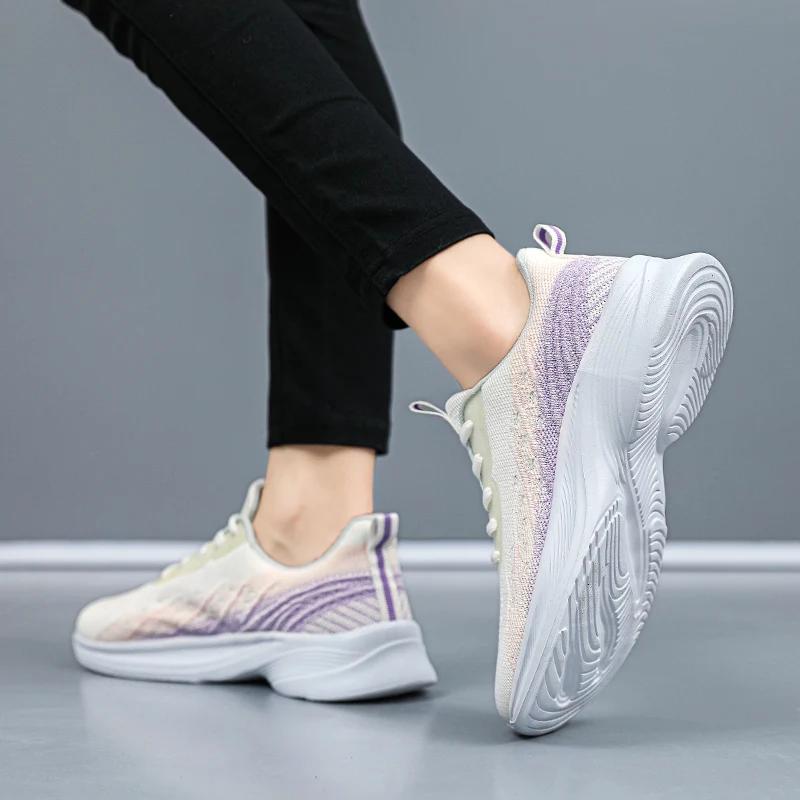 High Quality Flying Woven Sports Casual Women's Shoes Ultra-lightweight Running Shoes Women's Non-slip Fashionable Shoes