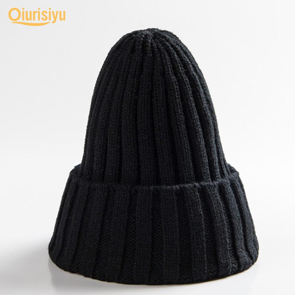 Унисекс однотонная теплая вязаная шапка в стиле хип-хоп