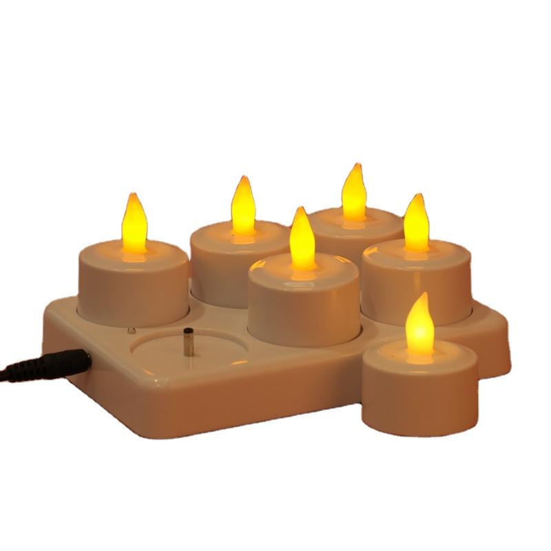 USB Rechargeable LED Tea Light 6-Candle Flameless Flickering Decoration for Home Use Weddings Christmas & Halloween Gift