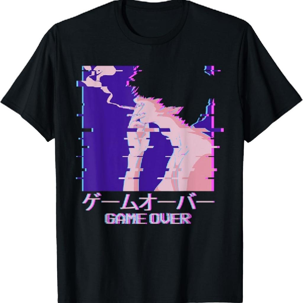 Японский вейпорвейв курящий грустный аниме-мальчик игра окончена эстетическая футболка