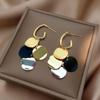 Women's Circular Metal Sheet Earrings New Fashionable and Versatile Temperament Earrings Color Blocking Long Earrings