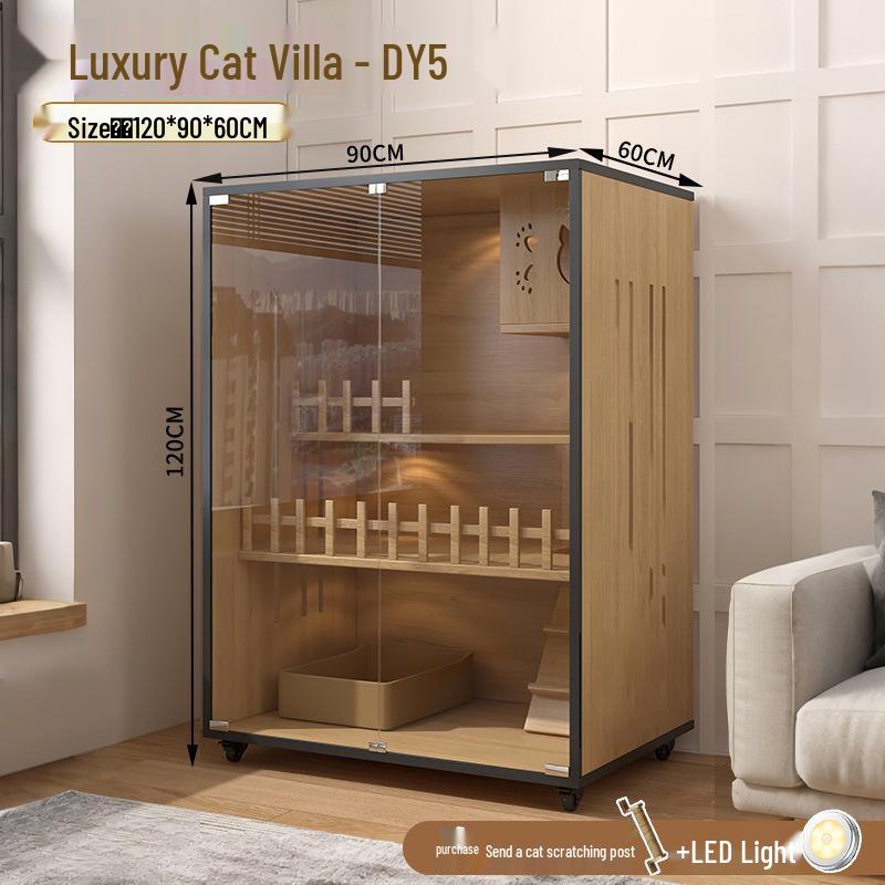 Super Large Indoor Wooden Cat Villa & Tree with Integrated Nest and Cabinet