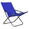 Folding Beach Chairs 2 pcs Blue Fabric