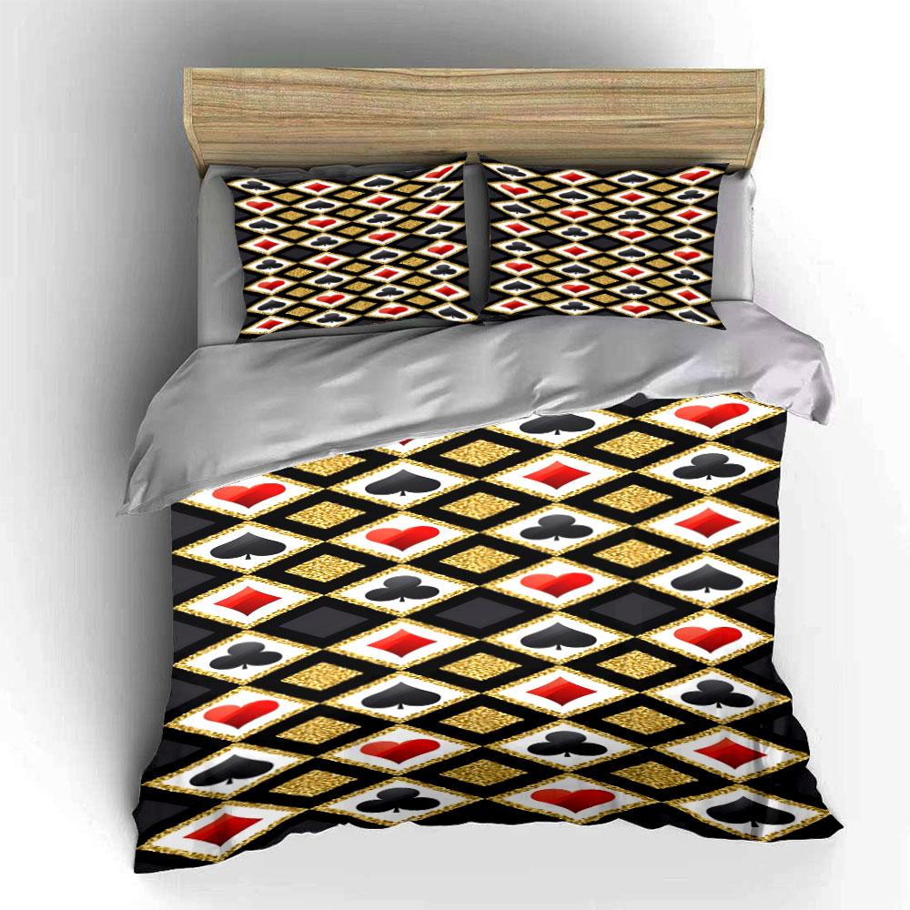 Playing card suit motifs. Bedding sets Duvet cover sets Duvet covers Pillowcases(1*Duvet Cover 2*Pillowcases without duvet insert)