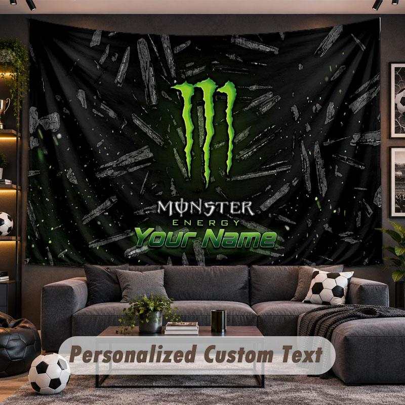 Wall Hanging Tapestry Custom NameMonster Energy Pattern Personalized Printed Fabric Wall Decor
