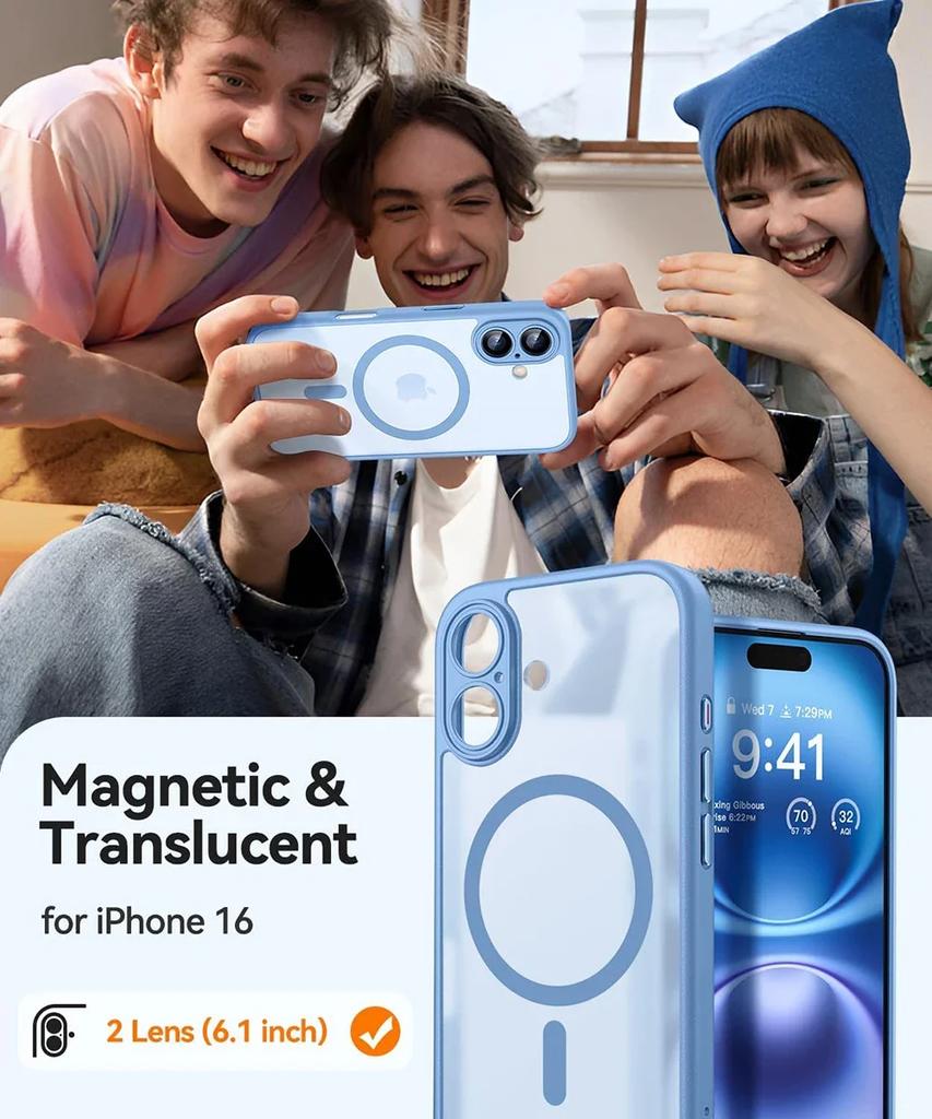 Магнитный Матовый Полупрозрачный Бронированный Чехол Для Для Iphone 17 16 1 14 13 12 11 Pro Max Plus Air 16e Для Беспроводной Зарядки Чехол