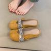 Summer New Gentle Heelless Lazy with Skirt Temperament Bag Head Wearing Half Slippers