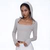 Женский худи с длинным рукавом для йоги в европейском и американском стиле - Спорт, Фитнес, Бег, Танцевальная одежда, Подходит для улицы