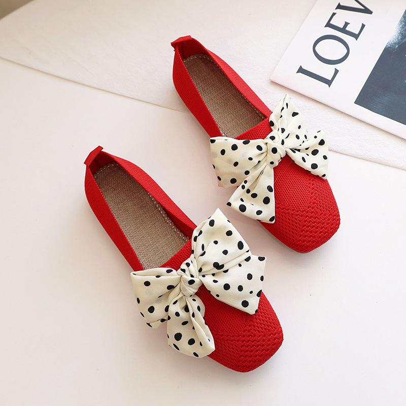 Fashion Women Flats Summer Breathable Mesh Shoe Fashion Butterfly Square Toe Single Shoes for Women Causal Walking Flats Slip-On Loafers