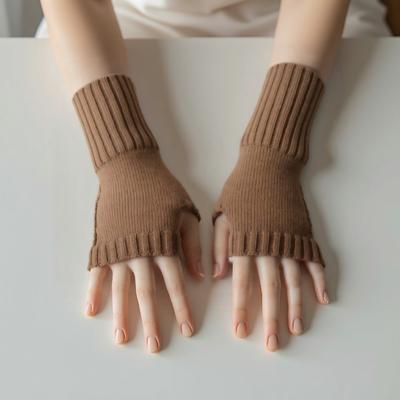 Новые вязаные перчатки, мягкие эластичные перчатки без пальцев, однотонные нарукавники, осень и зима