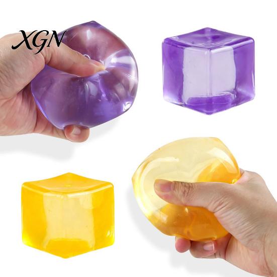 Anxiety Relief Sugar Ball Clear Cube Squeeze Toy Stress Sensory Portable Soft Stretchy Ice Pinch Party Favors