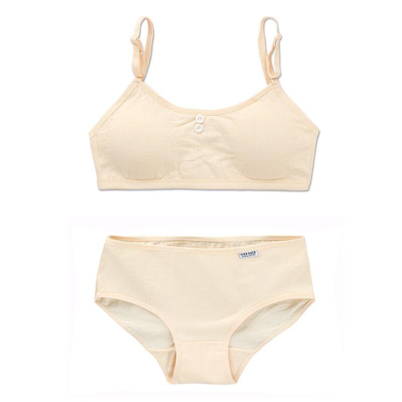 Комплекты бюстгальтера и трусиков для девочек-подростков, хлопковый бюстгальтер с подкладкой и трусики