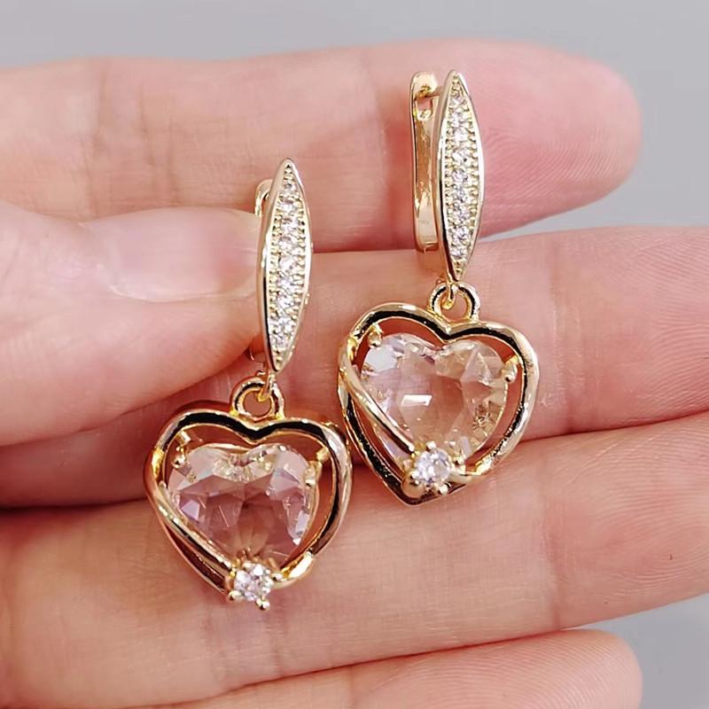 Новые роскошные градиентные цветные серьги с цирконием в форме сердца для женщин и девочек, модные серьги золотого цвета, вечерние ювелирные аксессуары