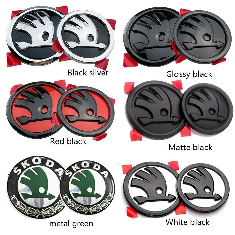Car Sticker 80mm 90mm ABS Emblem For Skoda Fabia 1 2 Octavia a7 RS Superb Rapid Yeti Karoq Vision Car Head Front Rear Boot Tailg
