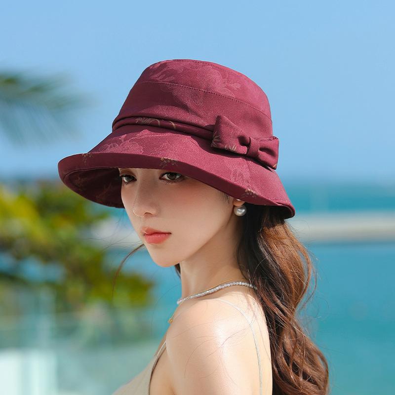 Summer folded bow fisherman hat children show their faces small seaside vacation sunshade sunscreen temperament mother hat