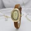 Vintage Style Ladies Watch Gray Oval Dial Leather Strap Watch Women's Wrist Watch  Daily Commuting