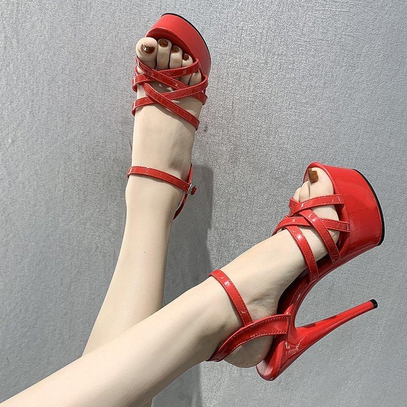Women Summer Sandals Platform Sandals High-heeled Shoes 13cm Fashion Shows Thin Heels Plus-size Pumps Women's Shoes