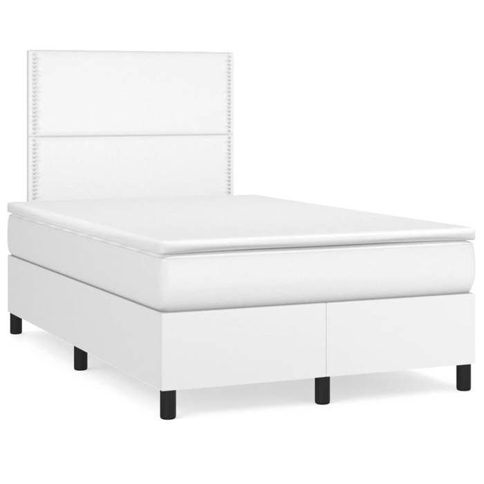Maison Exclusive - Sommier à lattes de lit avec matelas blanc 120x190cm similicuir