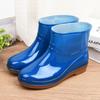 Women's Short Rain Boots with Cowhide Sole, Cotton Lined, Non-Slip, Warm and Protective.