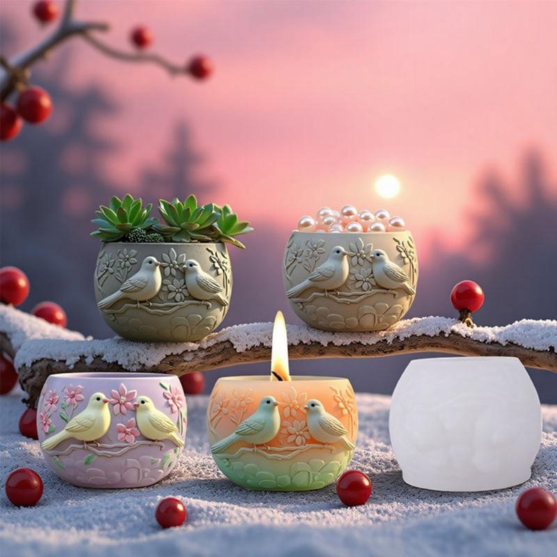 Силиконовая форма для кашпо в виде птиц, подходит для проектов из смолы, для изготовления украшений, бетона, цемента и для украшения дома