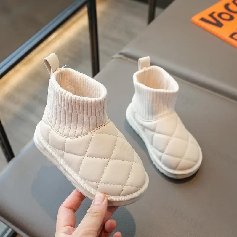 Модные детские зимние ботинки для девочек из толстого хлопка, теплые плюшевые зимние ботинки для мальчиков, нескользящая мягкая подошва, повседневная хлопковая обувь