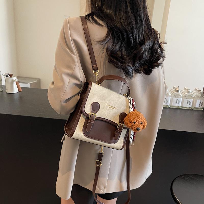 Retro Fashion Matte Contrasting Backpack Women's 2025 New Trend Versatile Handbag Commuter Casual Women's Bag