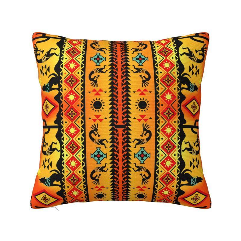 African Tribal American Kokopelli Throw Pillow Case Bedroom Decoration Cushions Cover For Sofa Chair Square Polyester Pillowcase