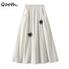 Maxi A-line Skirt Women Loose Embroidered Flared Hem for Autumn QT2735