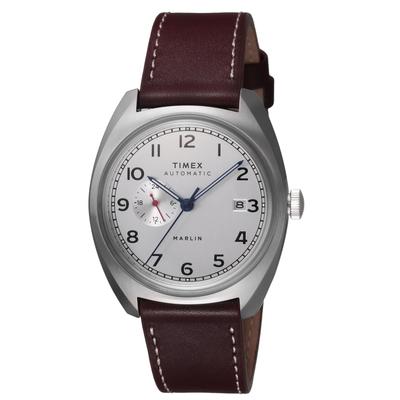 Наручные часы Marlin Jet Silver Dial с автоматическим заводом, водонепроницаемость 5 АТМ, TW2V62000, коричневые [TIMEX] мужские [Товар]
