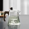 Heat-resistant Square Transparent Glass Chinese Kung Fu Tea Kettle Household Wooden Handle Tea-Water Separation Teapot Teaware