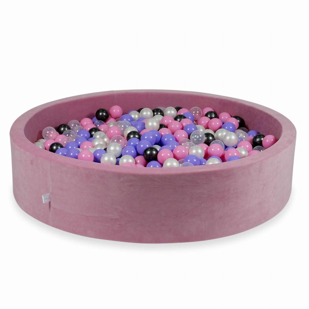 Dry pool 130x30cm Velvet Soft Pink with 600 balls: metallic graphite, heather, powder pink, pearl, transparent