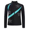 Girls Shiny Rhinestone Star Sports Top Contrast Color Long Sleeve Stand Collar Zipper Sweatshirt Gymnastics Wear