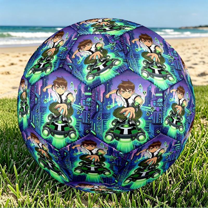 Ben 10 Cartoon Print Size 5 Soccer Ball, PU Wear Resistant Football for Match Training and Daily Practice, Birthday Gift for Soccer Fans