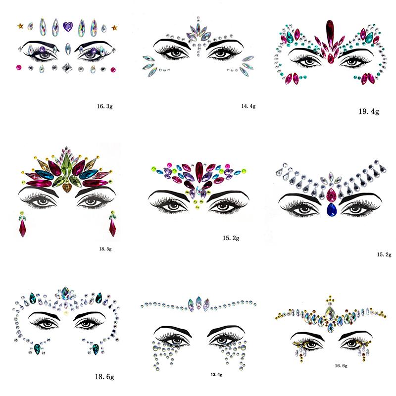 3D-наклейки для лица, татуировки, сексуальный макияж, вечерние блестящие женские украшения для лица