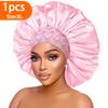 1PCS Satin Hair Bonnet For Women Elastic Wide Band Sleep Cap Silkly Satin Cap For Braid Curly Natural Straight Hair - Bathroom Accessories