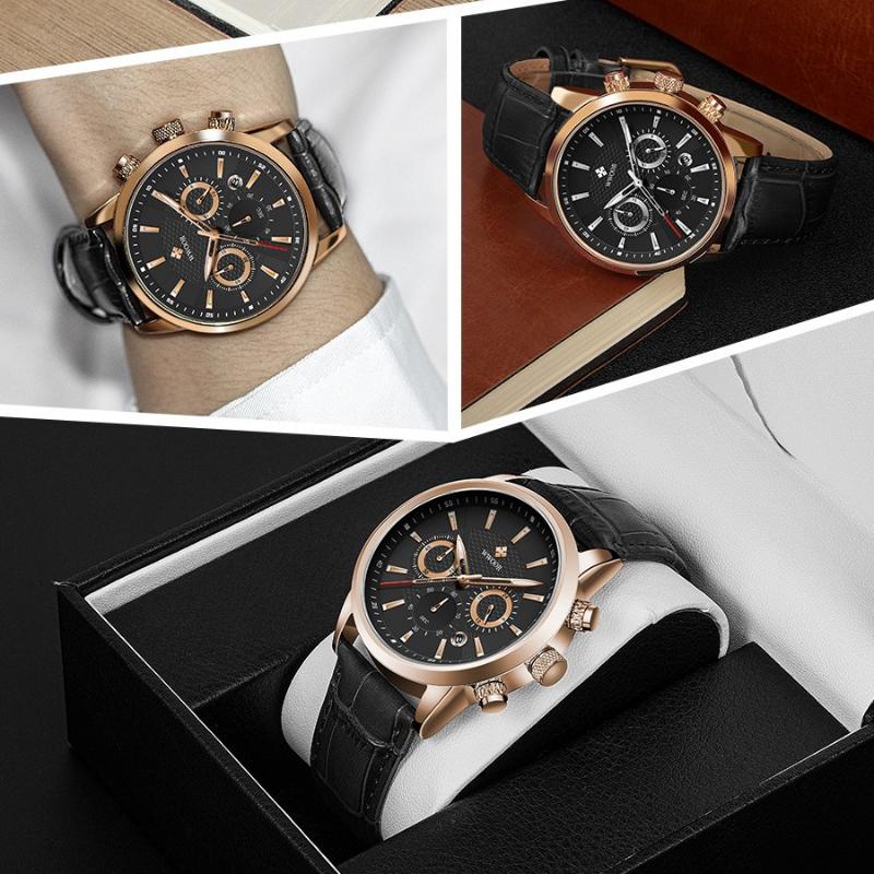 WWOOR часы с кожаным ремешком, мужские ретро светящиеся кварцевые часы, деловые повседневные модные мужские часы, модные часы