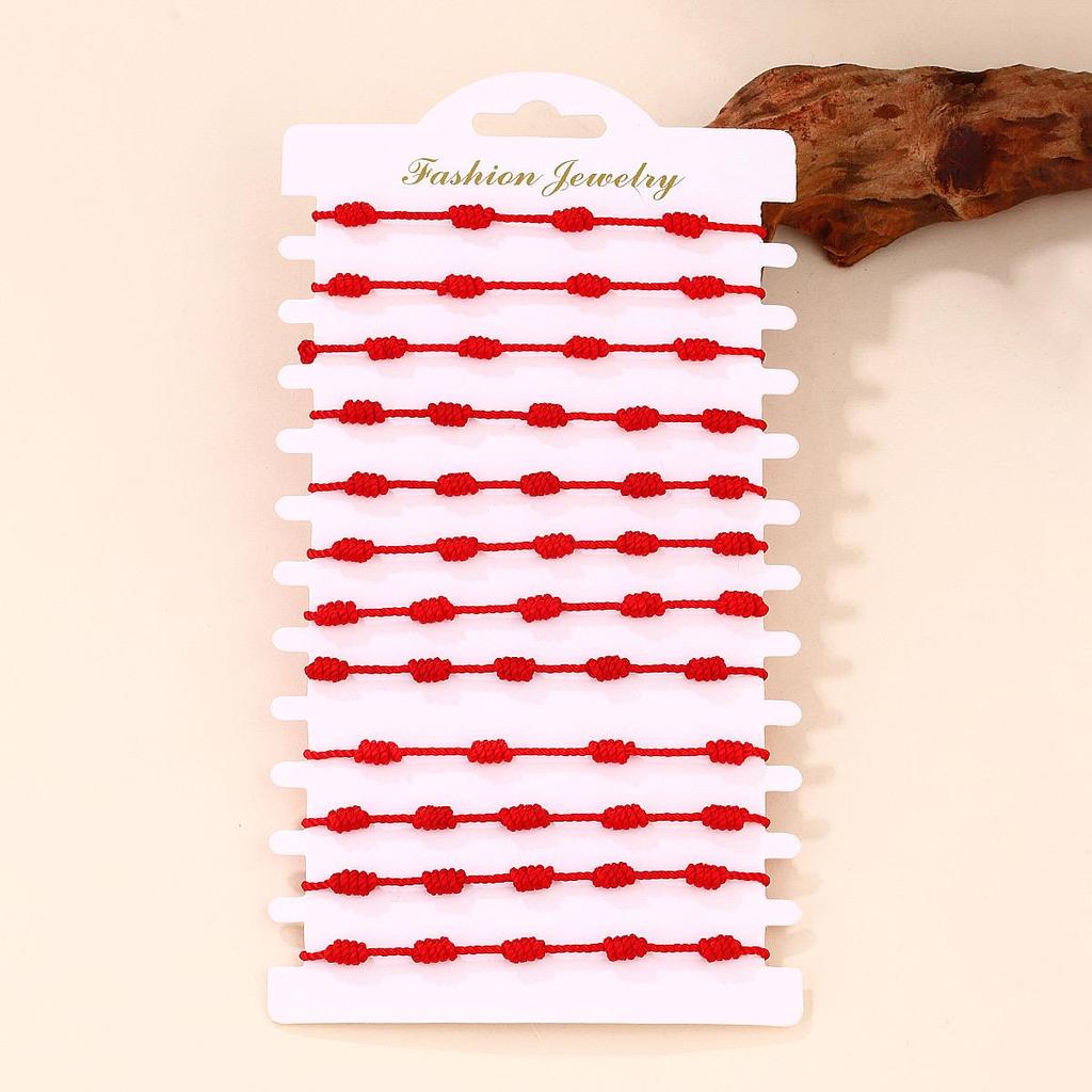 Набор браслетов из красной нити с синим сглазом - Ручная работа, плетеный дизайн