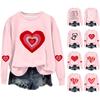Женская мода День святого Валентина Печатный длинный рукав свободный круглый вырез толстовка Топ осень