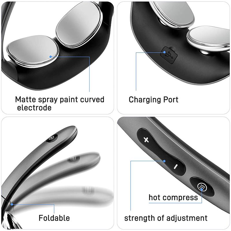 Складной инструмент для массажа шеи, импульсный массажер для шейного отдела, 5 режимов, 15 интенсивностей, массаж для шеи, релаксация