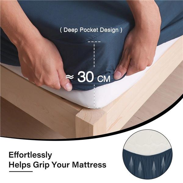 Deep Pocket Bed Fitted Sheet With Elastic Band 100% Waterproof Bedding Portector Mattress Topper Cover No Pillowcase