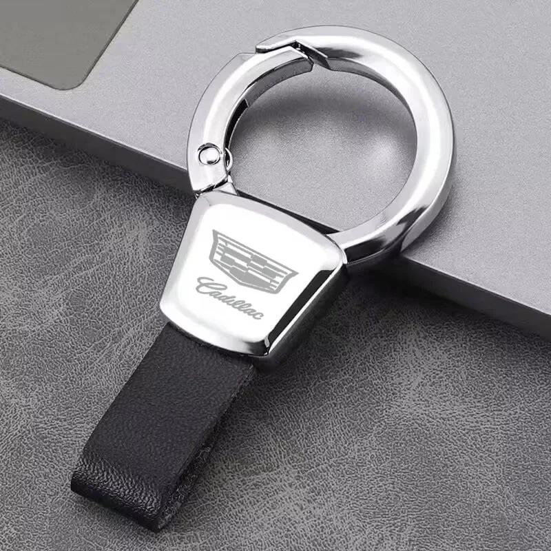 Cadillac Keychain Alloy Metal Key Ring with Logo for ATS CT4 CT5 CTS ESCALADE XT5 XT6 XTS Luxury Automotive Gift(Chrome & Black)