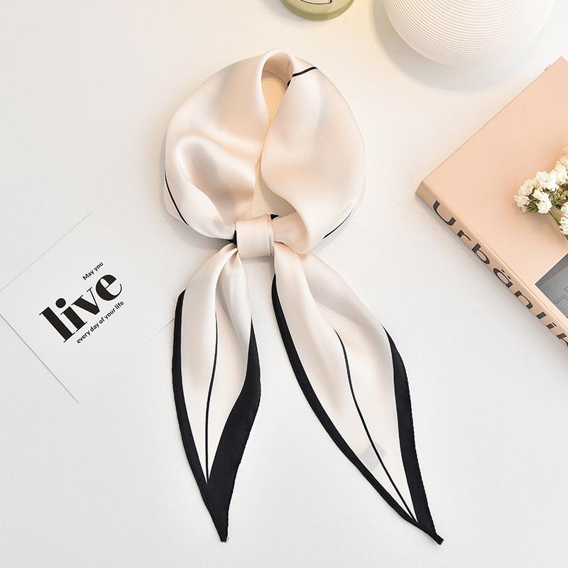 Spring new French literary and artistic simulation silk rhombus scarf imitation fragrant cloud yarn silk scarf women's French elegant small floating b