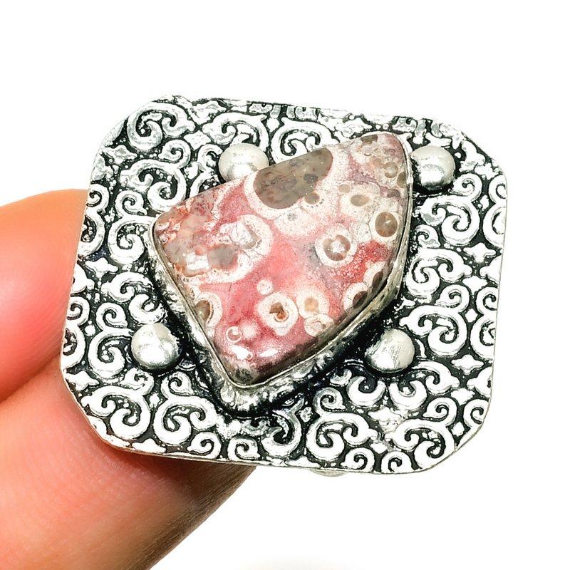 Leopard Skin Gemstone 925 Silver Plated Handmade Jewelry Ring Size 9