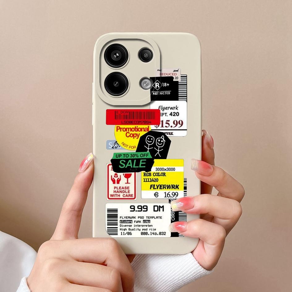 Чехлы для телефонов Xiaomi Redmi 13 A3 4G Note 13 Pro 13R Turbo 3 Корпус Силиконовый Мягкий Модный Этикетка Защитная Пленка Матовые Чехлы Для Телефонов Оболочка Для Redmi